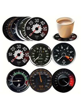 Wooden Coaster Set (6pcs) Retro Car Dashboard Design Gift for Men & Car Lovers